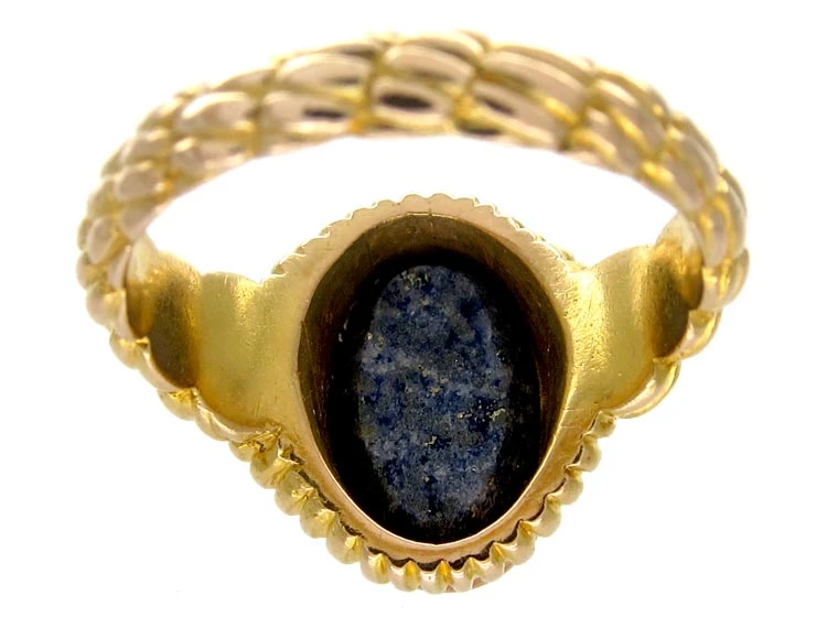 Lapis 15ct Gold Victorian Signet Ring 5 Lapis 15ct Gold Victorian Signet Ring - Image 3