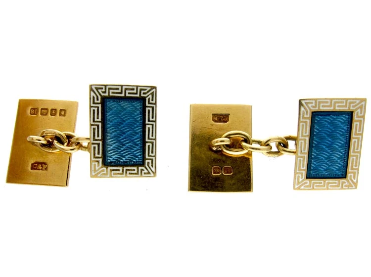 Enamel 18ct Gold Cufflinks 5 Enamel 18ct Gold Cufflinks - Image 3