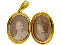 Gold Victorian Locket With Lily Of The Vallery Engraving -Antique Jewellery Company 1c1325181217 963