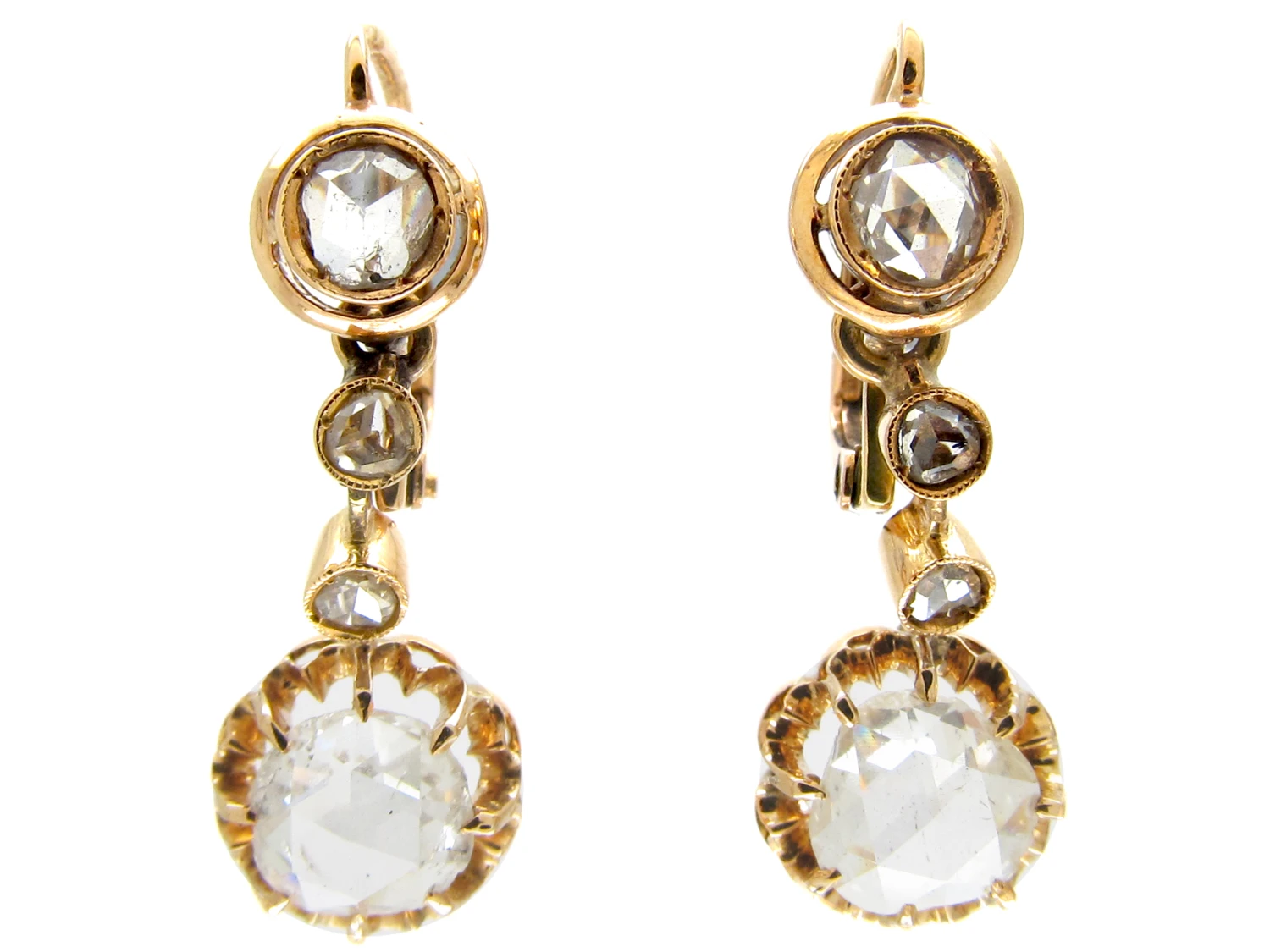 French Rose Diamond Drop Earrings 3 French Rose Diamond Drop Earrings
