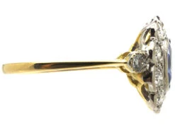 Art Deco 18ct White & Yellow Gold, Sapphire & Diamond Oval Cluster Ring -Antique Jewellery Company 1c8ee8dd dsc07960