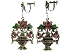 Flower Basket Silver & Paste Earrings