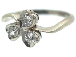 Edwardian 18ct White Gold & Platinum, Diamond Three Leaf Clover Ring 15 Edwardian 18ct White Gold & Platinum, Diamond Three Leaf Clover Ring -Antique Jewellery Company 1dc77359 dsc07429 scaled 1