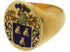 Large 18ct Gold & Enamel Signet Ring With Crest 13 Large 18ct Gold & Enamel Signet Ring With Crest -Antique Jewellery Company 1e2032c5 dsc02004