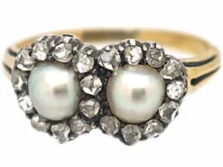 Victorian 18ct Gold Double Heart Ring Set With Natural Pearls & Rose Diamonds 15 Victorian 18ct Gold Double Heart Ring Set With Natural Pearls & Rose Diamonds -Antique Jewellery Company 1f8ed21c dsc08886 scaled 1