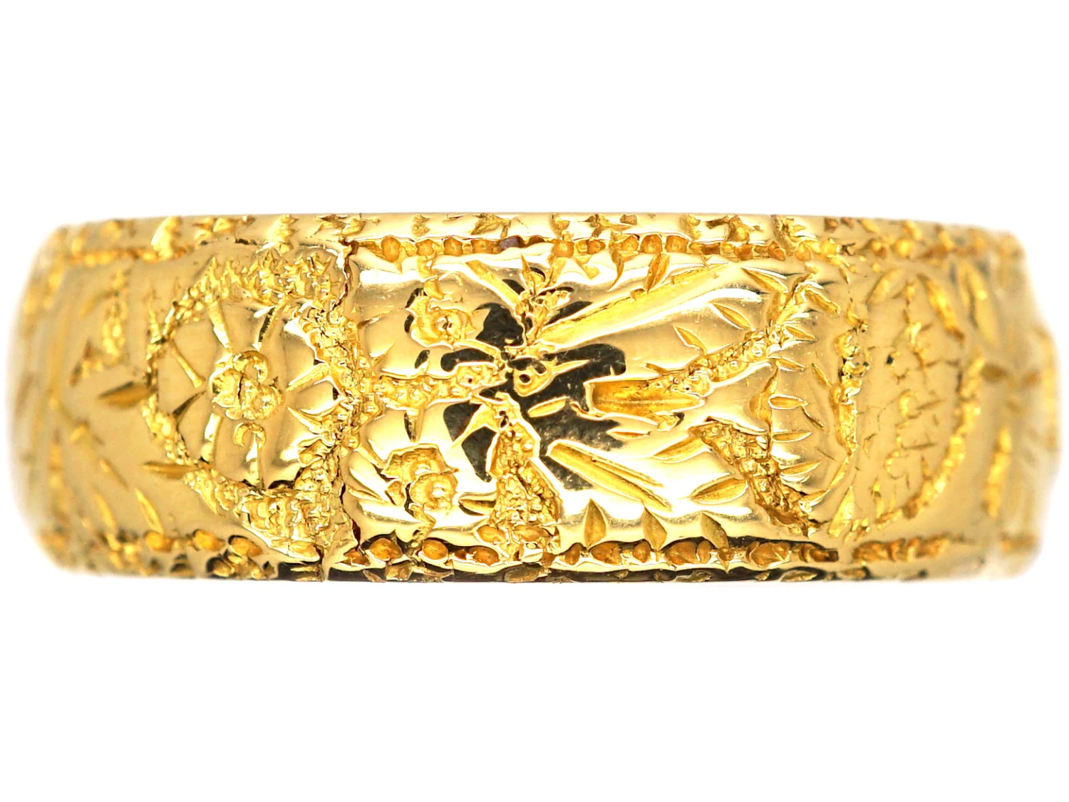 Retro 18ct Gold Wedding Ring With Orange Blossom Design 3 Retro 18ct Gold Wedding Ring With Orange Blossom Design