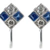 Art Deco Diamond & Sapphire Diamond Shaped Earrings 1 Art Deco Diamond & Sapphire Diamond Shaped Earrings -Antique Jewellery Company 2