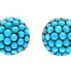 Edwardian Turquoise & Gold Button Earstuds 1 Edwardian Turquoise & Gold Button Earstuds -Antique Jewellery Company 200d