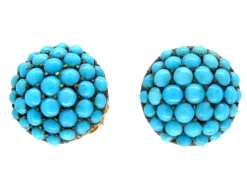 Edwardian Turquoise & Gold Button Earstuds