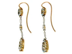 Aquamarine, Diamond & Platinum Edwardian Drop Earrings 6 Aquamarine, Diamond & Platinum Edwardian Drop Earrings -Antique Jewellery Company 202b