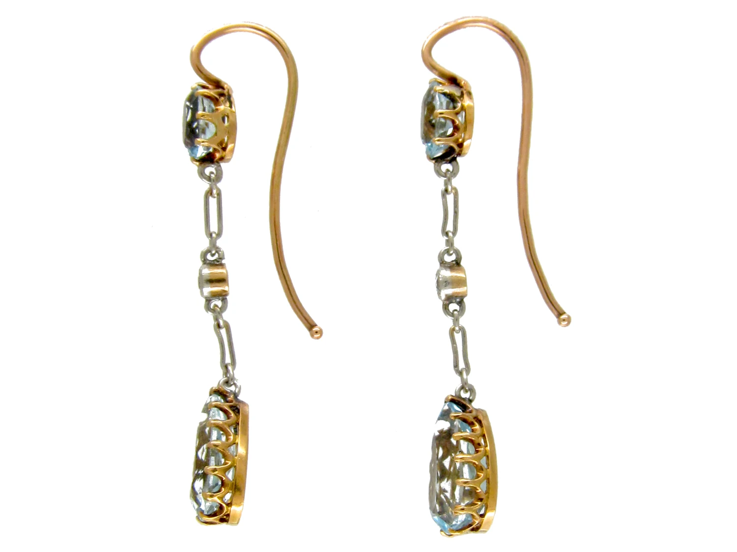 Aquamarine, Diamond & Platinum Edwardian Drop Earrings 4 Aquamarine, Diamond & Platinum Edwardian Drop Earrings - Image 2