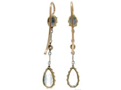 Aquamarine, Diamond & Platinum Edwardian Drop Earrings 7 Aquamarine, Diamond & Platinum Edwardian Drop Earrings -Antique Jewellery Company 202c