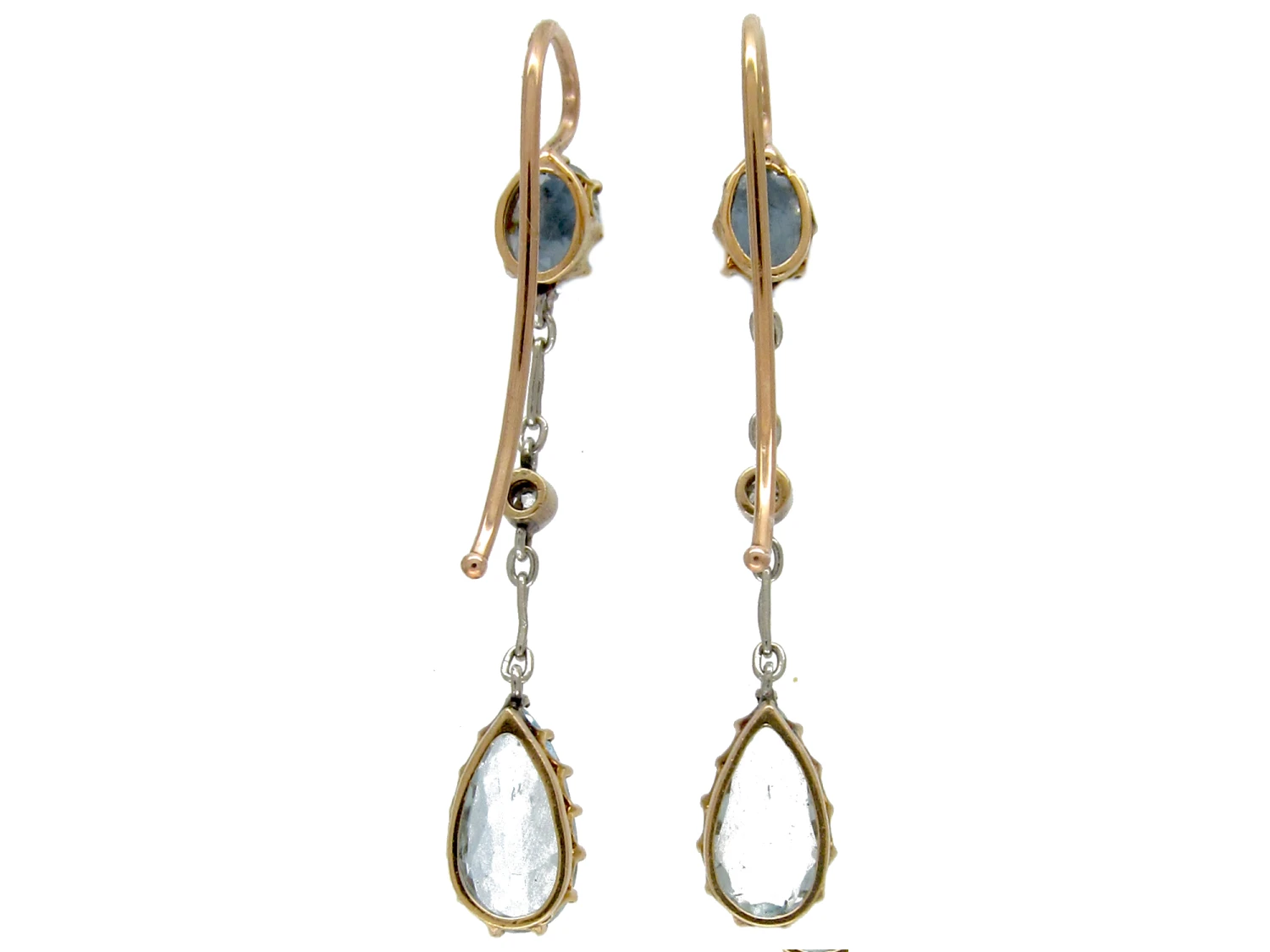 Aquamarine, Diamond & Platinum Edwardian Drop Earrings 5 Aquamarine, Diamond & Platinum Edwardian Drop Earrings - Image 3