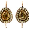 Georgian Gold Foiled Citrine & Pearl Earrings 1 Georgian Gold Foiled Citrine & Pearl Earrings -Antique Jewellery Company 203a