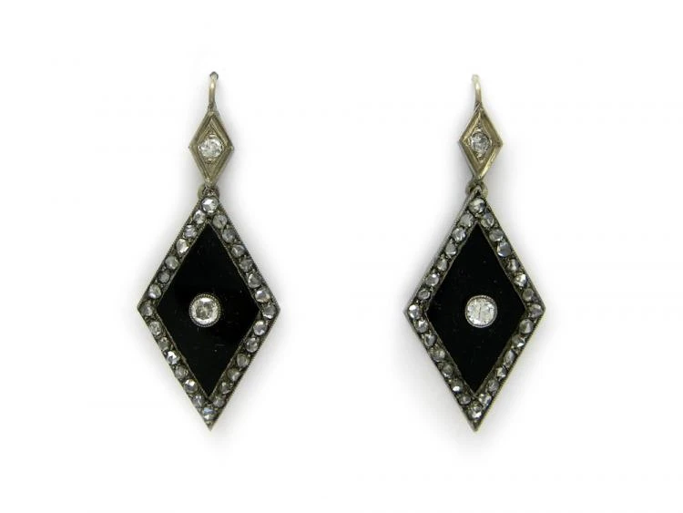 Onyx & Diamond Drop Earrings 3 Onyx & Diamond Drop Earrings