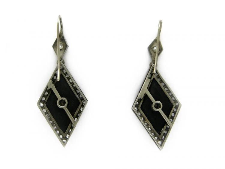 Onyx & Diamond Drop Earrings 4 Onyx & Diamond Drop Earrings - Image 2