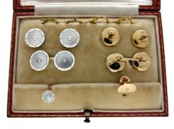 9ct Cufflinks & Studs Set In Original Case