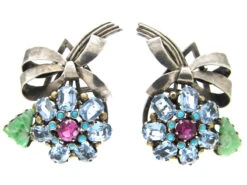 Pair Of Silver Flower Clips By Dore Nossiter