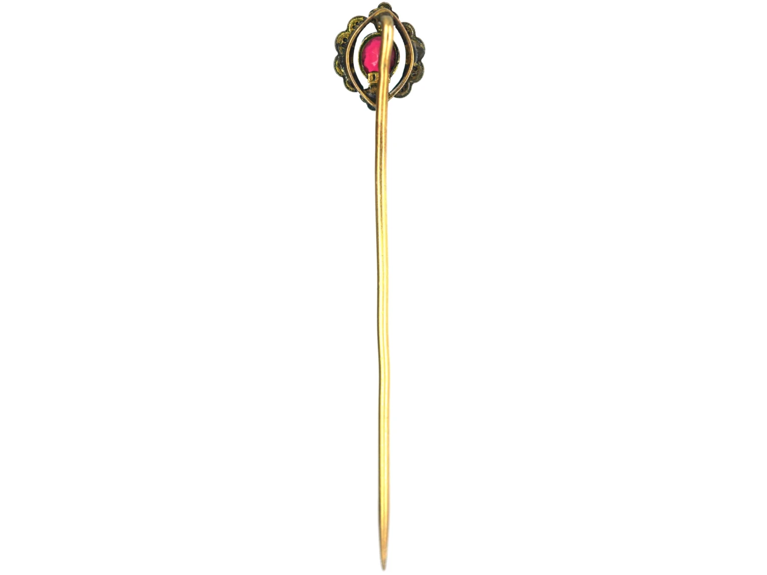 Edwardian Silver & Gold Plated Tie Pin With Red Paste 5 Edwardian Silver & Gold Plated Tie Pin With Red Paste - Image 3