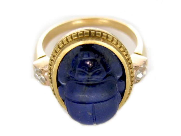 Lapis Lazuli Scarab Beatle Ring 4 Lapis Lazuli Scarab Beatle Ring - Image 2