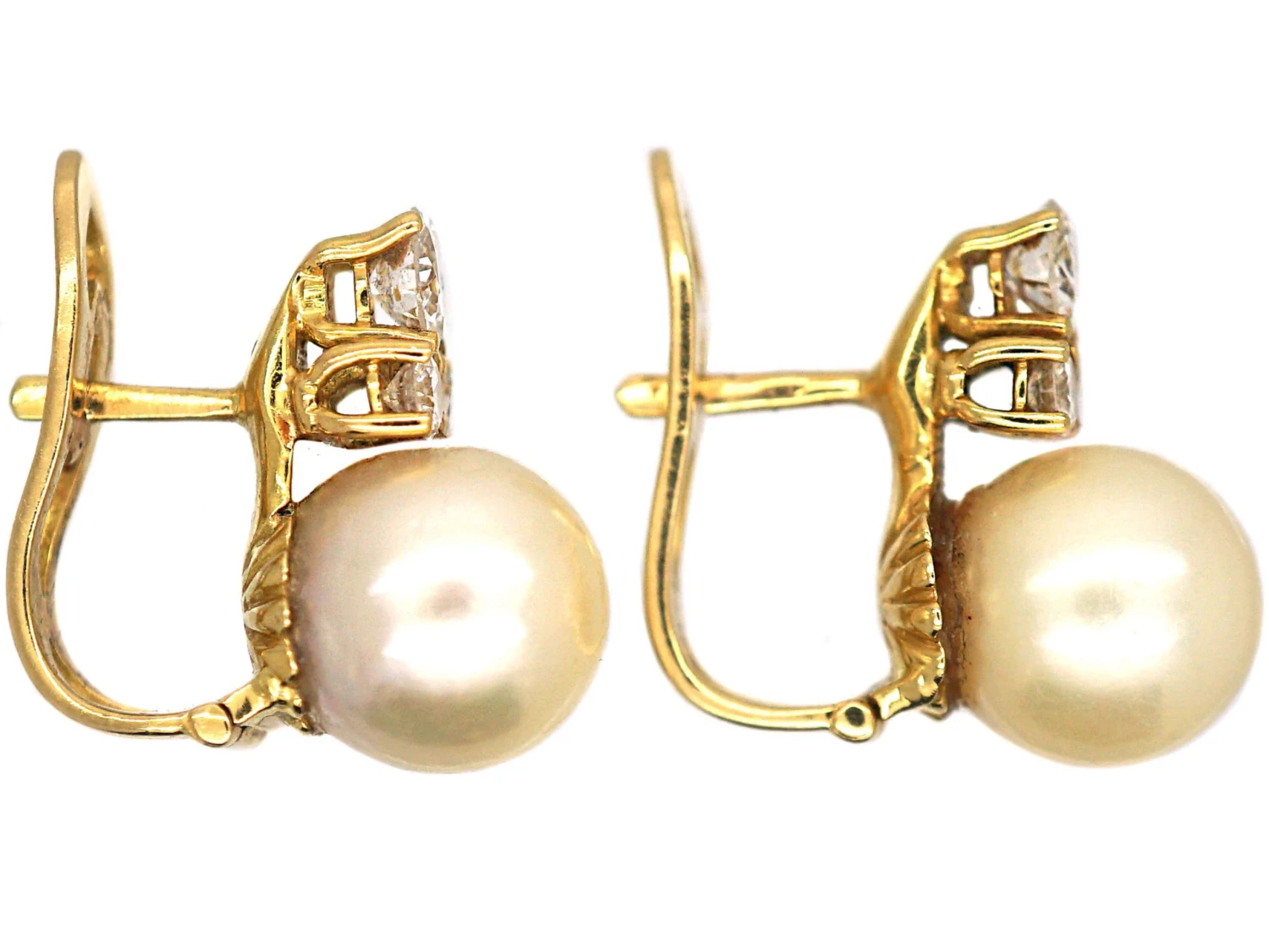 Pearl & Diamond Clip & Post Earrings 5 Pearl & Diamond Clip & Post Earrings - Image 3
