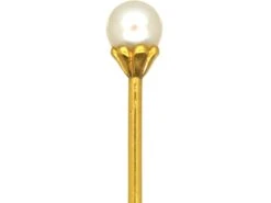Edwardian 18ct Gold Tie Pin Set With A Natural Pearl