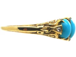 Victorian 18ct Gold Three Stone Turquoise & Rose Diamond Ring 14 Victorian 18ct Gold Three Stone Turquoise & Rose Diamond Ring -Antique Jewellery Company 22dd7233 dsc09280 scaled 1