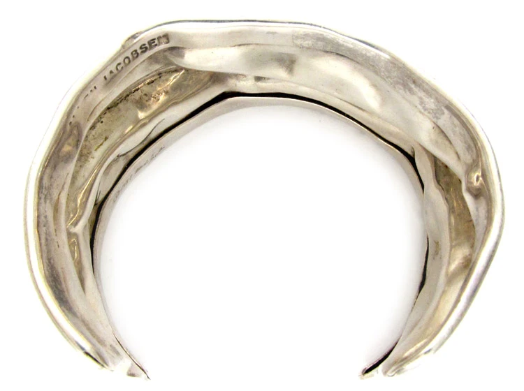 Wide Silver Ripple Bangle 7 Wide Silver Ripple Bangle - Image 5