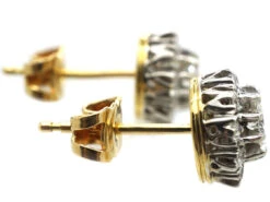 18ct White & Yellow Gold Diamond Cluster Earrings -Antique Jewellery Company 233855ee dsc01215