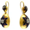 Victorian Diamond & Blue Enamel Earrings