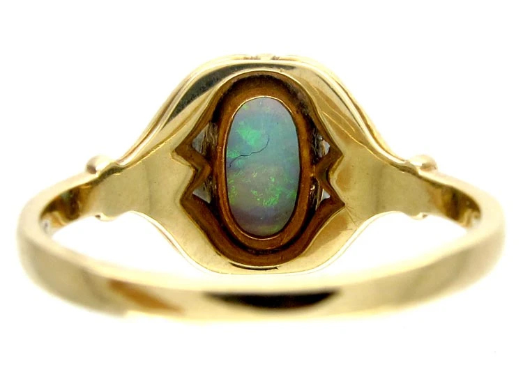 Art Nouveau Opal 14ct Gold Ring 4 Art Nouveau Opal 14ct Gold Ring - Image 2