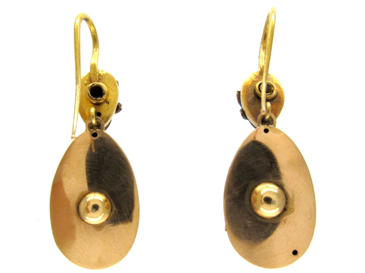 Victorian Diamond & Blue Enamel Earrings 4 Victorian Diamond & Blue Enamel Earrings - Image 2