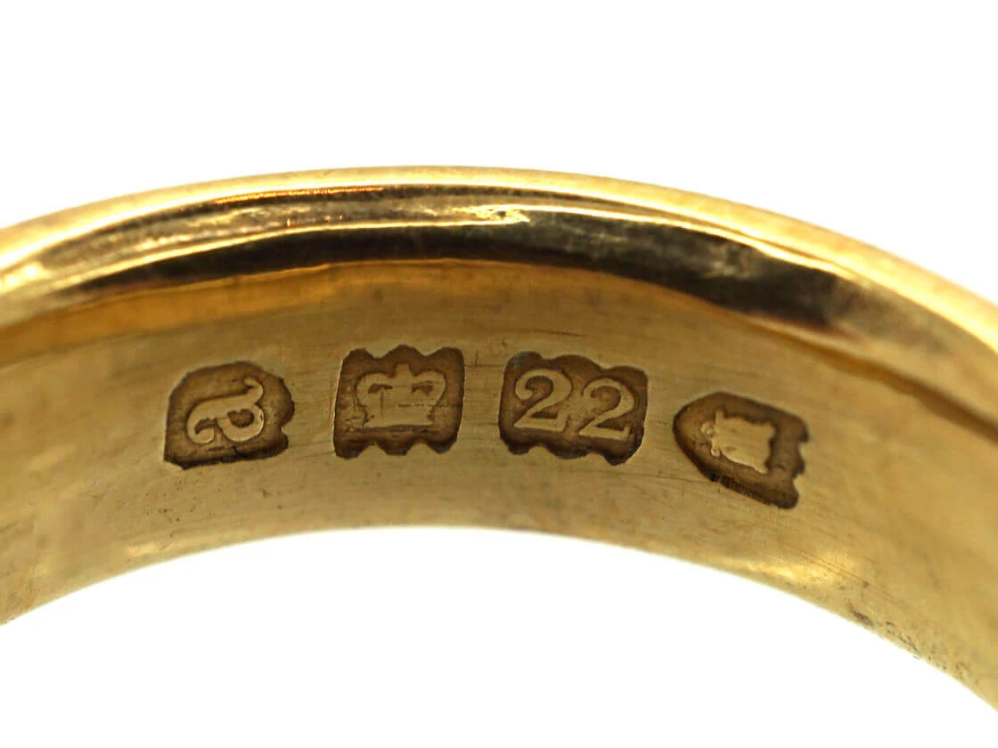 Victorian 22ct Gold Lapis Lazuli & Rose Diamond Eternity Ring 8 Victorian 22ct Gold Lapis Lazuli & Rose Diamond Eternity Ring - Image 6