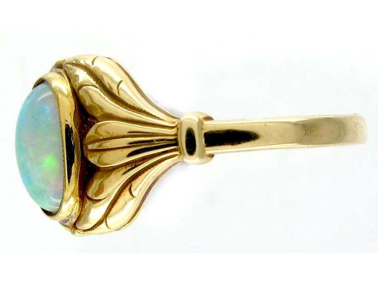 Art Nouveau Opal 14ct Gold Ring 5 Art Nouveau Opal 14ct Gold Ring - Image 3