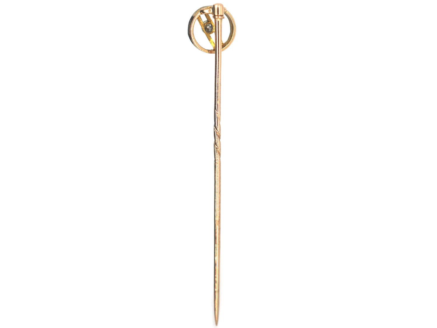 Art Deco 15ct Gold And Platinum Diamond Circle Tie Pin 5 Art Deco 15ct Gold And Platinum Diamond Circle Tie Pin - Image 3