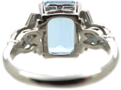 18ct White Gold Rectangular Aquamarine & Diamond Ring 12 18ct White Gold Rectangular Aquamarine & Diamond Ring -Antique Jewellery Company 24059898 dsc00995