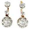 French Three Stone Diamond Drop Earrings -Antique Jewellery Company 25a