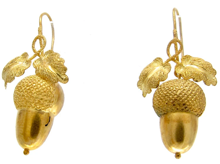 Victorian Acorn Drop Gold Earrings 3 Victorian Acorn Drop Gold Earrings