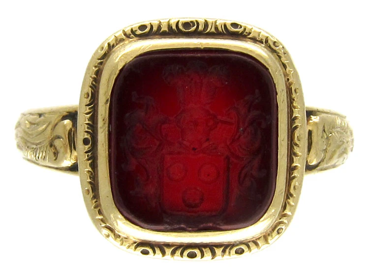Early Victorian Engraved Carnelian Signet Ring 3 Early Victorian Engraved Carnelian Signet Ring