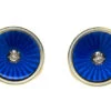 Diamond & Blue Enamel Gold Cufflinks 1 Diamond & Blue Enamel Gold Cufflinks -Antique Jewellery Company 25a1347626651 253