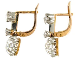 French Three Stone Diamond Drop Earrings 7 French Three Stone Diamond Drop Earrings -Antique Jewellery Company 25b