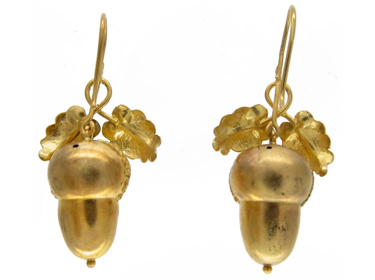 Victorian Acorn Drop Gold Earrings 4 Victorian Acorn Drop Gold Earrings - Image 2