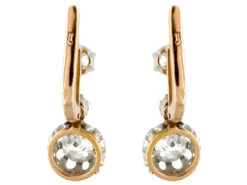French Three Stone Diamond Drop Earrings 6 French Three Stone Diamond Drop Earrings -Antique Jewellery Company 25c