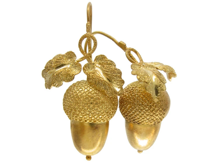 Victorian Acorn Drop Gold Earrings 5 Victorian Acorn Drop Gold Earrings - Image 3