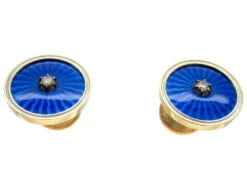 Diamond & Blue Enamel Gold Cufflinks -Antique Jewellery Company 25d1347626652 156