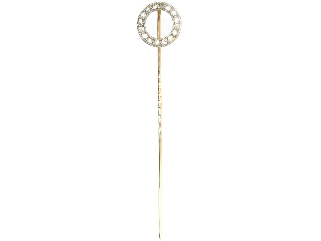 Art Deco Platinum & Rose Diamond Winning Post Tie Pin 4 Art Deco Platinum & Rose Diamond Winning Post Tie Pin - Image 2