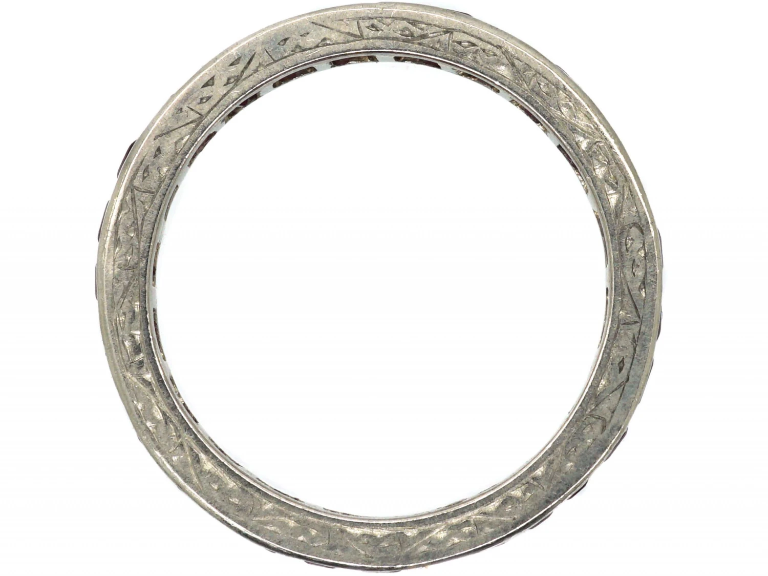 Art Deco Platinum & Ruby Eternity Ring With Engraved Sides 5 Art Deco Platinum & Ruby Eternity Ring With Engraved Sides - Image 3