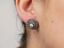 Victorian Rose Diamond & Natural Split Pearl Round Earrings -Antique Jewellery Company 26878c9a nsf04984