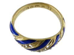 Royal Blue Enamel & Rose Diamond 18ct Gold Early Victorian Ring -Antique Jewellery Company 26 a