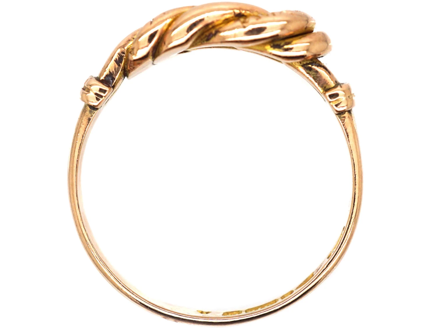 Edwardian 9ct Gold Knot Ring With Plain & Engraved Detail 5 Edwardian 9ct Gold Knot Ring With Plain & Engraved Detail - Image 3